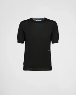 Mujer Prada TEJIDOS DE PUNTO^Jersey Con Cuello Redondo En Lana Peinada