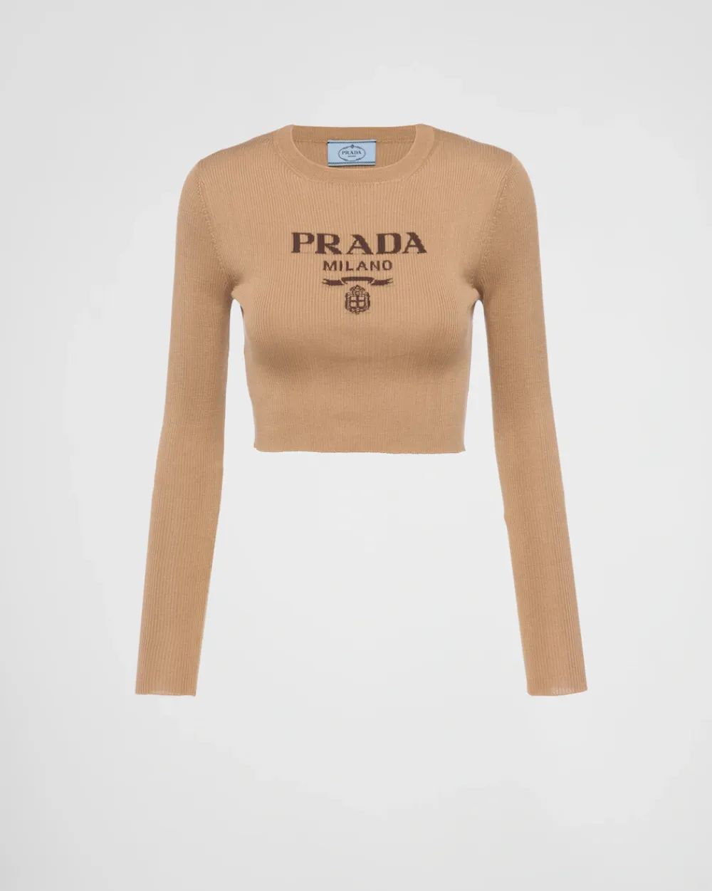 Mujer Prada TEJIDOS DE PUNTO^Jersey Corto De Seda Con Logo