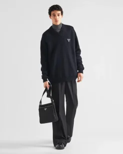 Hombre Prada TEJIDOS DE PUNTO^Jersey De Cachemir Con Cuello De Pico
