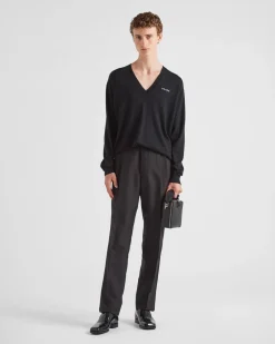 Hombre Prada TEJIDOS DE PUNTO^Jersey De Cachemir Con Cuello En Pico