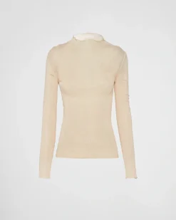Mujer Prada TEJIDOS DE PUNTO^Jersey De Cuello Alto De Algodón