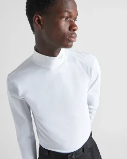 Hombre Prada CAMISETAS Y POLOS^Jersey De Cuello Alto De Algodón Elástico