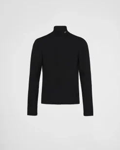 Hombre Prada CAMISETAS Y POLOS^Jersey De Cuello Alto De Algodón Elástico