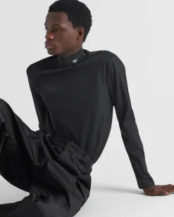 Hombre Prada CAMISETAS Y POLOS^Jersey De Cuello Alto De Algodón Elástico