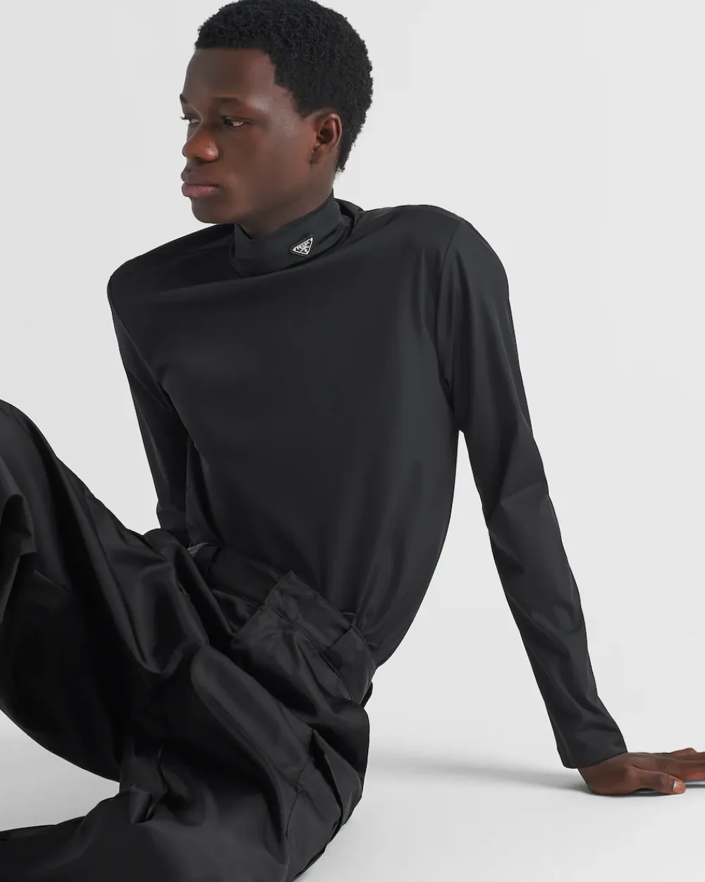 Hombre Prada CAMISETAS Y POLOS^Jersey De Cuello Alto De Algodón Elástico