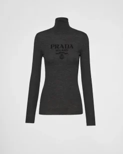 Mujer Prada TEJIDOS DE PUNTO^Jersey De Cuello Alto De Lana Superfina