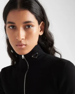 Mujer Prada CAMISAS Y TOPS|TEJIDOS DE PUNTO^Jersey De Cuello Alto En Lana Y Viscosa