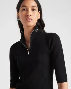 Mujer Prada CAMISAS Y TOPS|TEJIDOS DE PUNTO^Jersey De Cuello Alto En Lana Y Viscosa