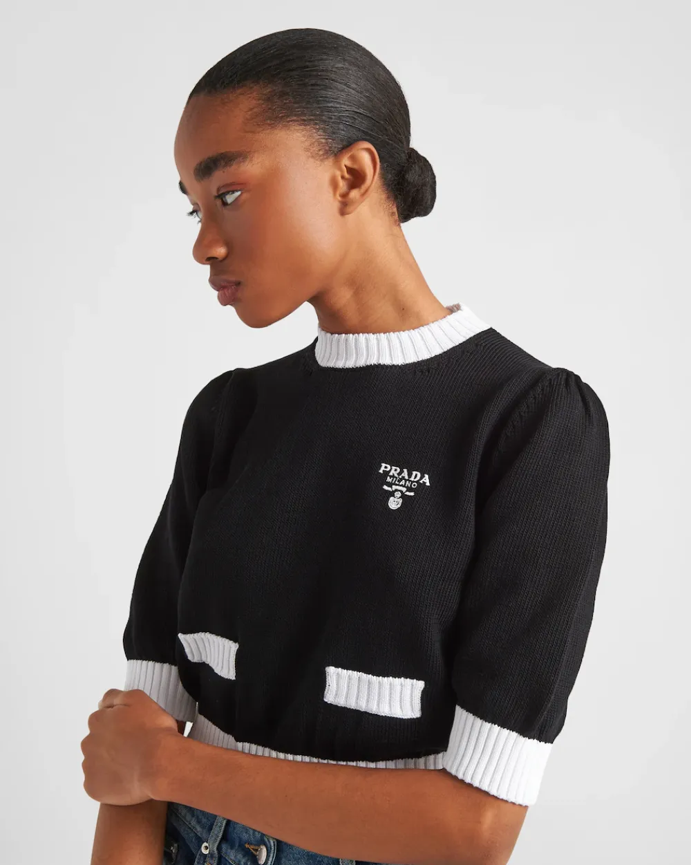 Mujer Prada TEJIDOS DE PUNTO^Jersey De Cuello Redondo De Algodón