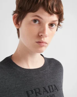 Mujer Prada TEJIDOS DE PUNTO^Jersey De Cuello Redondo De Lana Superfina