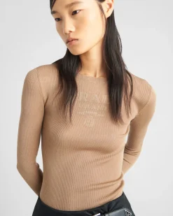 Mujer Prada TEJIDOS DE PUNTO^Jersey De Cuello Redondo De Lana Superfina