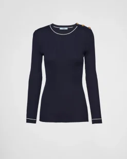 Mujer Prada TEJIDOS DE PUNTO^Jersey De Cuello Redondo De Seda
