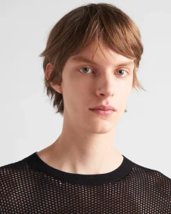 Hombre Prada TEJIDOS DE PUNTO^Jersey De Cuello Redondo De Seda Y Algodón