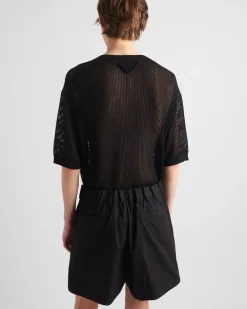 Hombre Prada TEJIDOS DE PUNTO^Jersey De Cuello Redondo De Seda Y Algodón