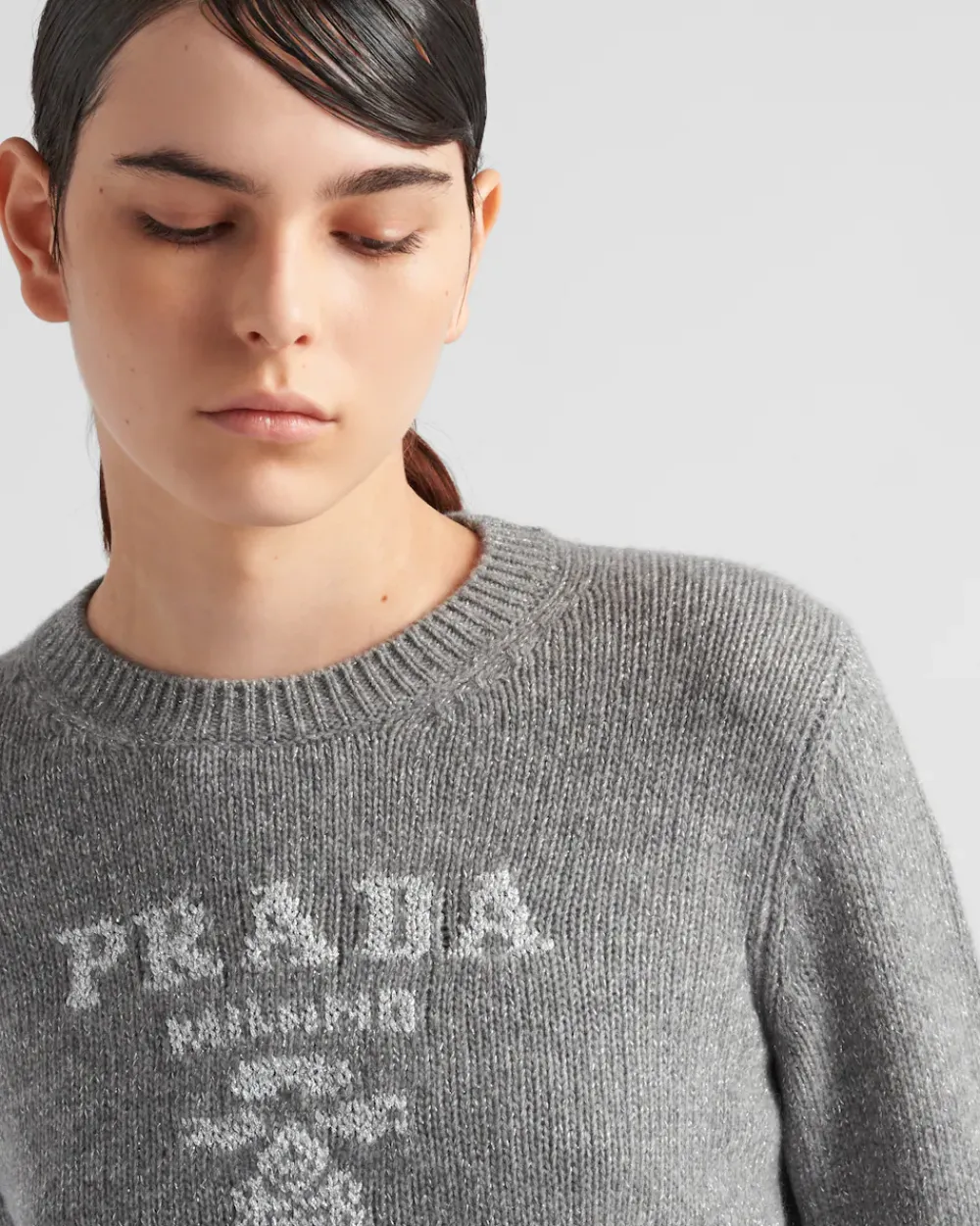 Mujer Prada TEJIDOS DE PUNTO^Jersey De Lana, Cachemir Y Lamé Con Cuello Redondo