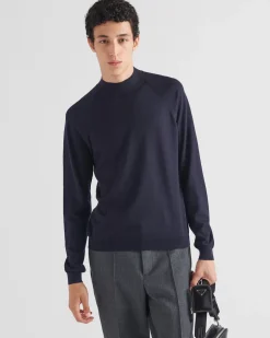 Hombre Prada TEJIDOS DE PUNTO^Jersey De Lana De Estambre Con Cuello Alto