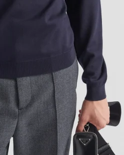 Hombre Prada TEJIDOS DE PUNTO^Jersey De Lana De Estambre Con Cuello Alto