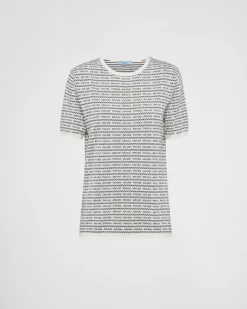 Mujer Prada TEJIDOS DE PUNTO^Jersey De Lana Superfina Con Logo De Intarsia