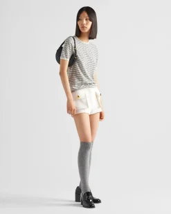 Mujer Prada TEJIDOS DE PUNTO^Jersey De Lana Superfina Con Logo De Intarsia