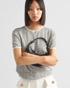 Mujer Prada TEJIDOS DE PUNTO^Jersey De Lana Superfina Con Logo De Intarsia