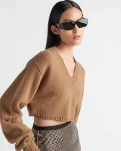 Mujer Prada TEJIDOS DE PUNTO^Jersey De Lana Y Cachemir Con Cuello De Pico