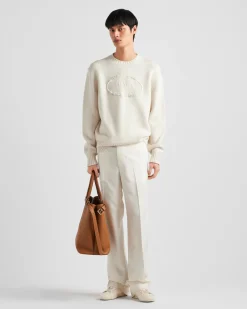 Hombre Prada TEJIDOS DE PUNTO^Jersey De Lana Y Cachemir Con Cuello Redondo