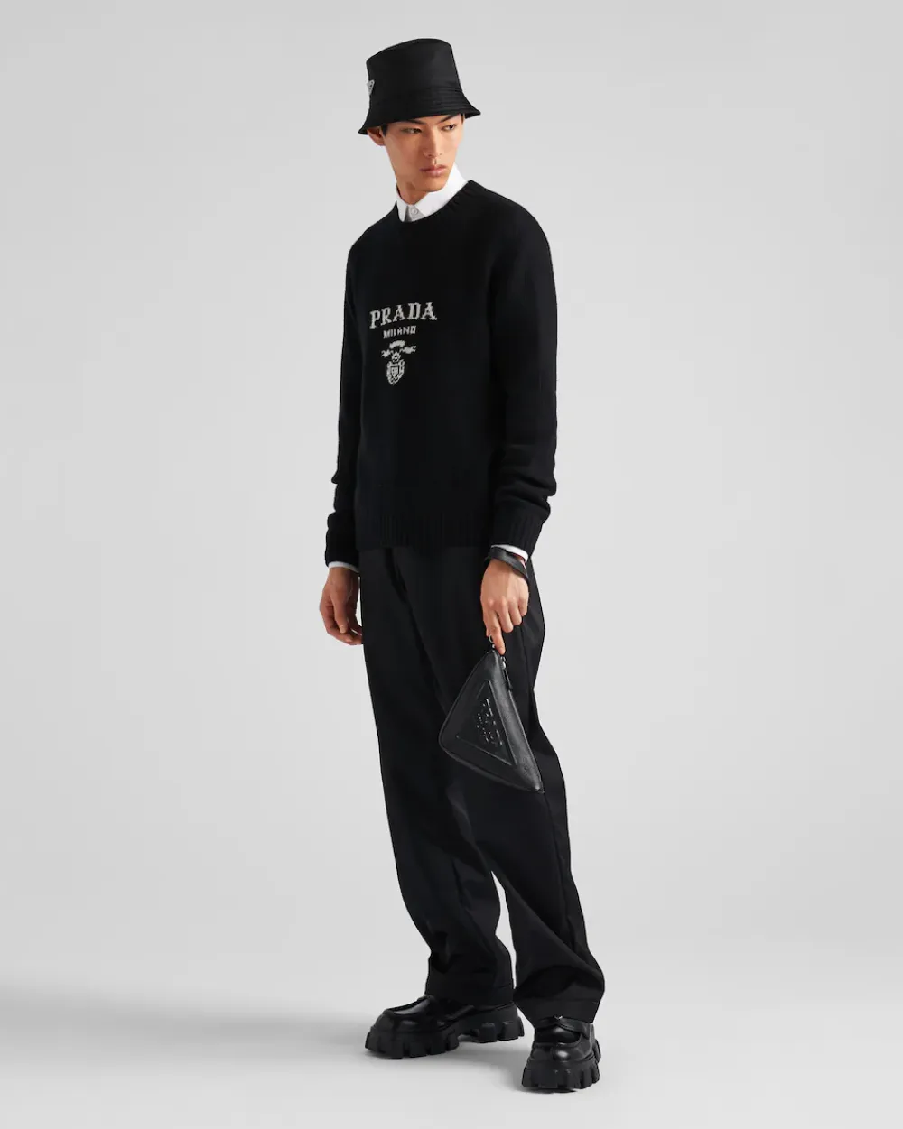 Hombre Prada TEJIDOS DE PUNTO^Jersey De Lana Y Cachemir Con Cuello Redondo