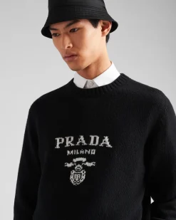 Hombre Prada TEJIDOS DE PUNTO^Jersey De Lana Y Cachemir Con Cuello Redondo