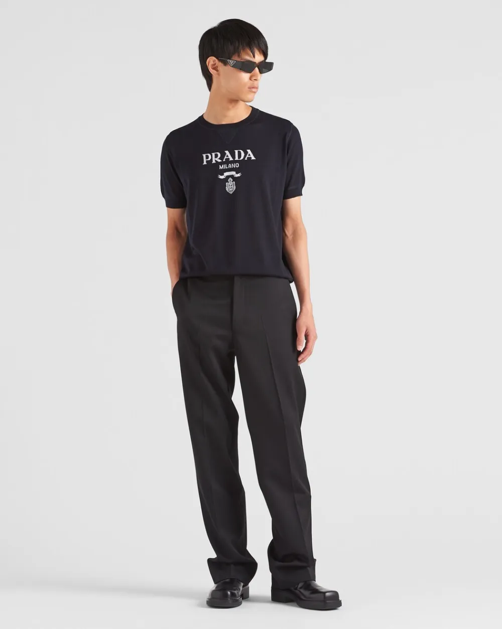 Hombre Prada TEJIDOS DE PUNTO^Jersey De Lana Y Cachemir Con Cuello Redondo