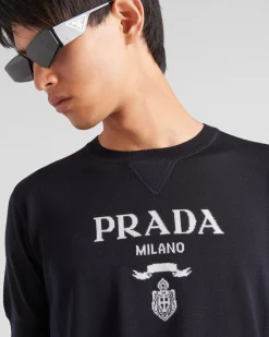 Hombre Prada TEJIDOS DE PUNTO^Jersey De Lana Y Cachemir Con Cuello Redondo