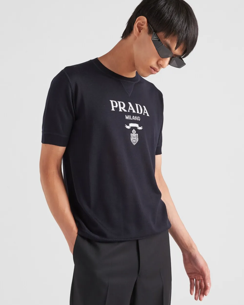 Hombre Prada TEJIDOS DE PUNTO^Jersey De Lana Y Cachemir Con Cuello Redondo