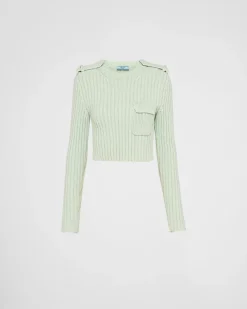 Mujer Prada TEJIDOS DE PUNTO^Jersey De Lana Y Cachemir Con Cuello Redondo