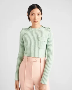 Mujer Prada TEJIDOS DE PUNTO^Jersey De Lana Y Cachemir Con Cuello Redondo