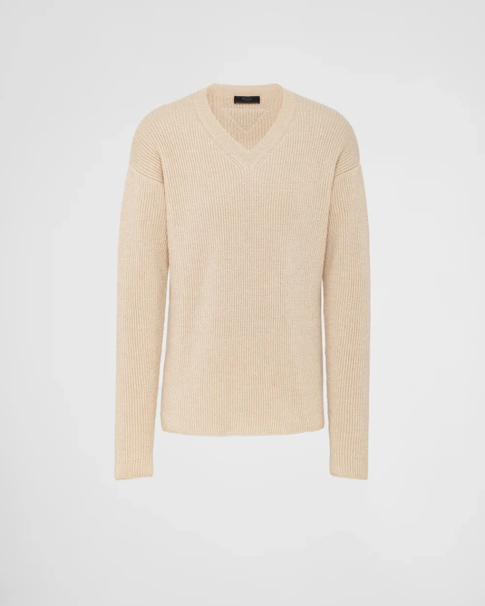 Hombre Prada TEJIDOS DE PUNTO^Jersey De Lino Y Cachemir Con Cuello De Pico
