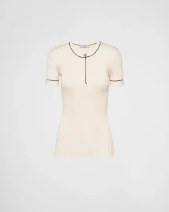 Mujer Prada TEJIDOS DE PUNTO^Jersey De Manga Corta De Seda
