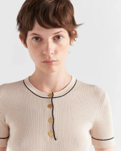 Mujer Prada TEJIDOS DE PUNTO^Jersey De Manga Corta De Seda