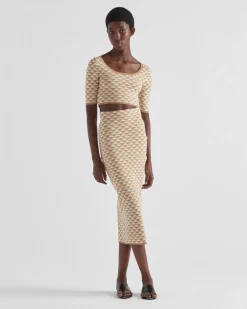Mujer Prada TEJIDOS DE PUNTO^Jersey De Punto Jacquard De Algodón