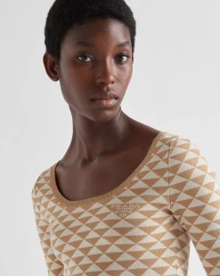 Mujer Prada TEJIDOS DE PUNTO^Jersey De Punto Jacquard De Algodón