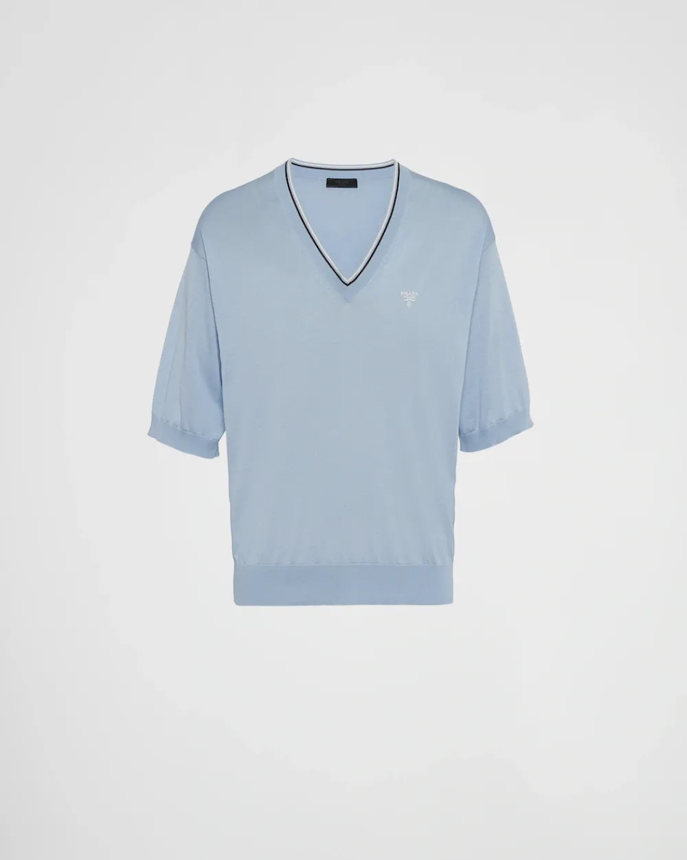 Hombre Prada TEJIDOS DE PUNTO^Jersey De Seda Y Algodón Con Cuello De Pico