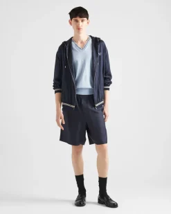 Hombre Prada TEJIDOS DE PUNTO^Jersey De Seda Y Algodón Con Cuello De Pico