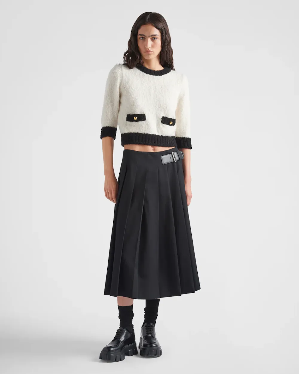 Mujer Prada TEJIDOS DE PUNTO^Jersey De Seda Y Cachemir Con Cuello Redondo