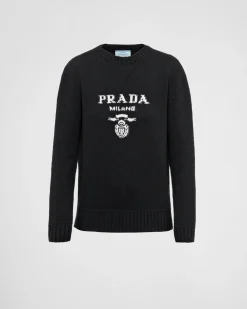 Mujer Prada TEJIDOS DE PUNTO^Jersey En Cachemir Y Lana Con Logo