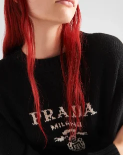 Mujer Prada TEJIDOS DE PUNTO^Jersey En Cachemir Y Lana Con Logo