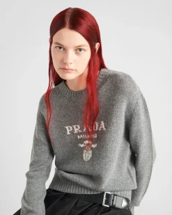Mujer Prada TEJIDOS DE PUNTO^Jersey En Cachemir Y Lana Con Logo