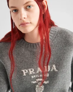 Mujer Prada TEJIDOS DE PUNTO^Jersey En Cachemir Y Lana Con Logo