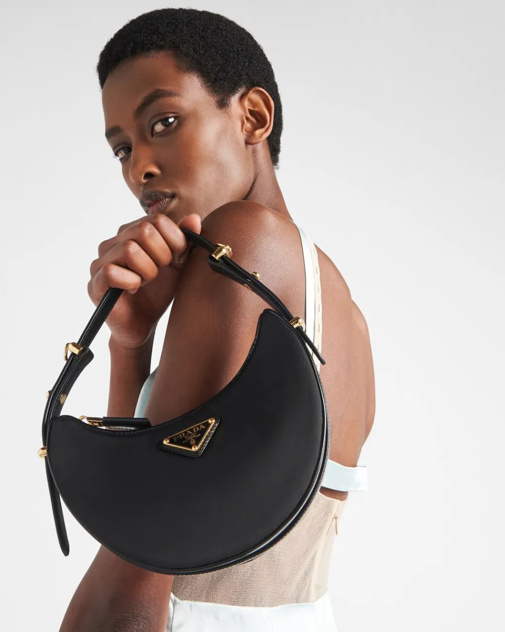 Mujer Prada PRADA ARQUE’|MINIBOLSOS^Minibolso Bandolera Arqué De Re-nylon Y Piel Cepillada