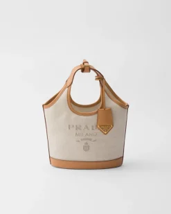 Mujer Prada PRADA SUMMER BAGS|BOLSOS DE HOMBRO^Minibolso De Mezcla De Lino Y Piel Con Hebilla