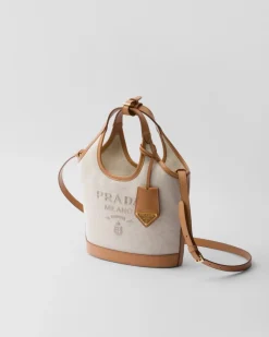 Mujer Prada PRADA SUMMER BAGS|BOLSOS DE HOMBRO^Minibolso De Mezcla De Lino Y Piel Con Hebilla