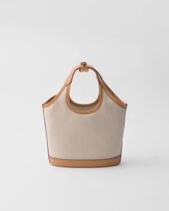 Mujer Prada PRADA SUMMER BAGS|BOLSOS DE HOMBRO^Minibolso De Mezcla De Lino Y Piel Con Hebilla
