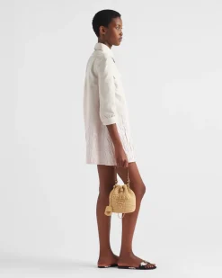 Mujer Prada PRADA SUMMER BAGS|BOLSOS DE HOMBRO^Minibolso Saco De Croché Y Piel